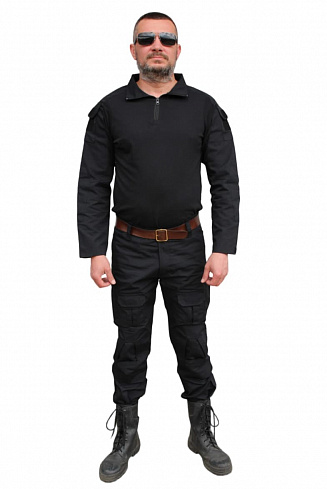 Костюм тактический летний с наколенниками и налокотниками, black