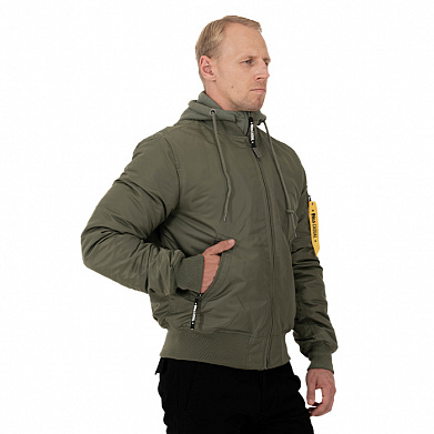 Лётная куртка MA-1 с капюшоном зеленая / hood green