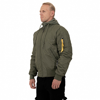 Лётная куртка MA-1 с капюшоном зеленая / hood green