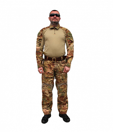 Костюм тактический летний с наколенниками и налокотниками со вставками, multicam-camo