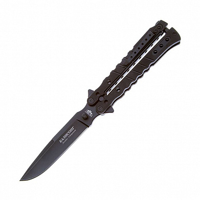 Нож-бабочка Нокс "Балисонг", сталь 440, пок. BlackWash, рук. Black G10