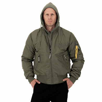 Лётная куртка MA-1 с капюшоном зеленая / hood green