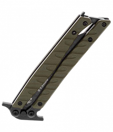 Нож-бабочка Нокс "Финка-Б", сталь D2, пок. BlackWash, рук. Green G10