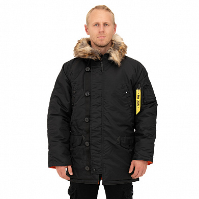 Зимняя мужская куртка аляска N-3B, black