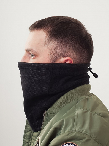 Шарф-труба Thermo Flex, двойной флис, вставка, black