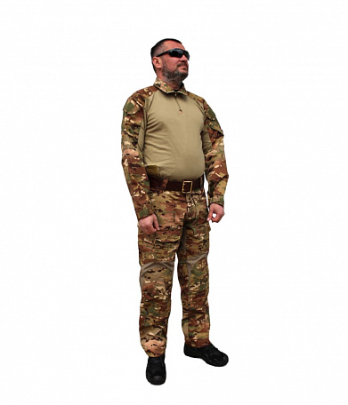 Костюм тактический летний с наколенниками и налокотниками со вставками, multicam-camo