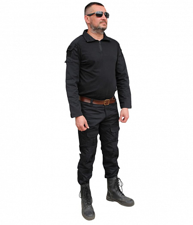 Костюм тактический летний с наколенниками и налокотниками, black