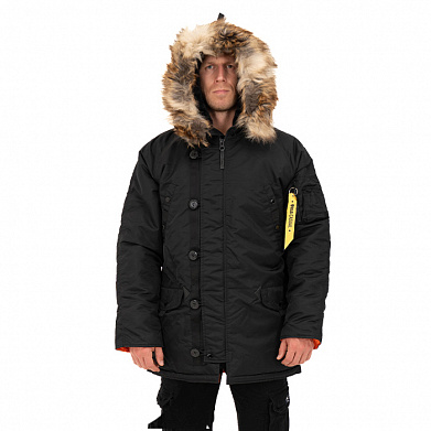 Зимняя мужская куртка аляска N-3B, black