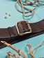Ремень армейский кожаный, латунь, коричневый
